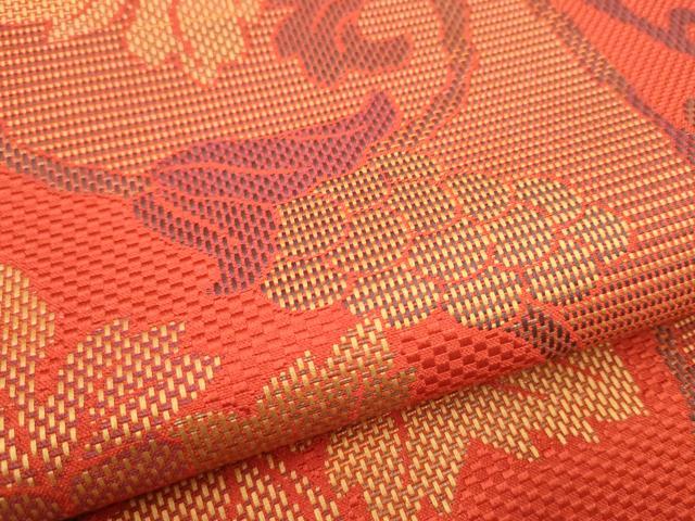 平和屋着物●本場筑前博多織　八寸名古屋帯　葡萄蔦の葉文　正絹　逸品　CABJ8525hy