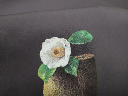 平和屋着物●北大路魯山人　塩瀬　九寸名古屋帯　手描き　陶器花文　正絹　逸品　CABJ8526hy