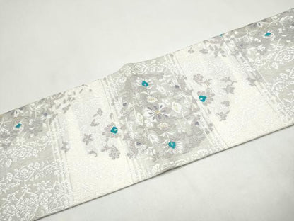 平和屋着物●西陣　弥栄織物謹製　九寸名古屋帯　花唐草文　金糸　証紙付き　正絹　逸品　CABJ8527hy