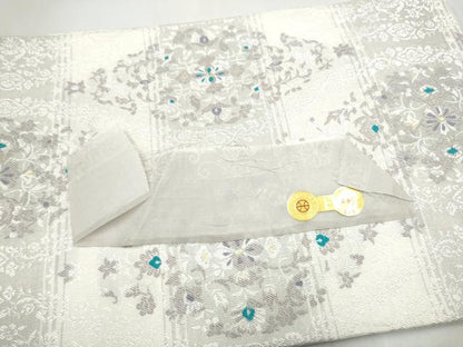 平和屋着物●西陣　弥栄織物謹製　九寸名古屋帯　花唐草文　金糸　証紙付き　正絹　逸品　CABJ8527hy