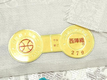 平和屋着物●西陣　弥栄織物謹製　九寸名古屋帯　花唐草文　金糸　証紙付き　正絹　逸品　CABJ8527hy