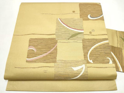 平和屋着物●九寸名古屋帯　唐草文　金糸　正絹　逸品　CABJ8531hy