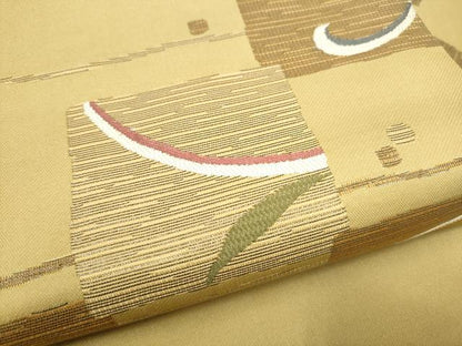 平和屋着物●九寸名古屋帯　唐草文　金糸　正絹　逸品　CABJ8531hy