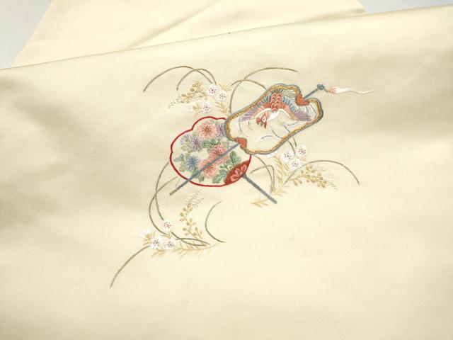 平和屋着物●九寸名古屋帯　総刺繍　花鳥文　正絹　逸品　CABJ8536hy