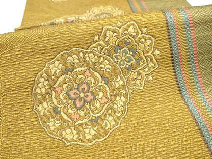 平和屋着物●本場筑前博多織　八寸名古屋帯　正倉院花文　正絹　逸品　CABJ8539hy