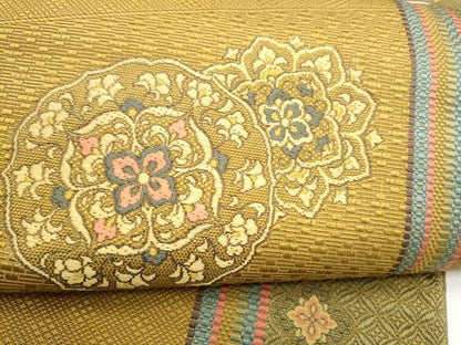 平和屋着物●本場筑前博多織　八寸名古屋帯　正倉院花文　正絹　逸品　CABJ8539hy