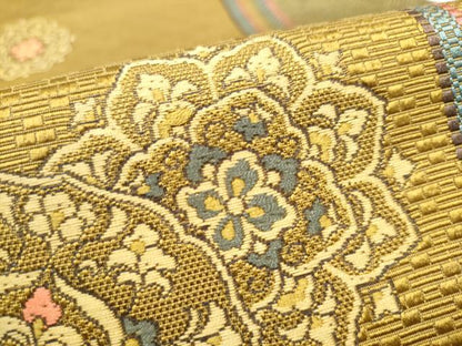 平和屋着物●本場筑前博多織　八寸名古屋帯　正倉院花文　正絹　逸品　CABJ8539hy