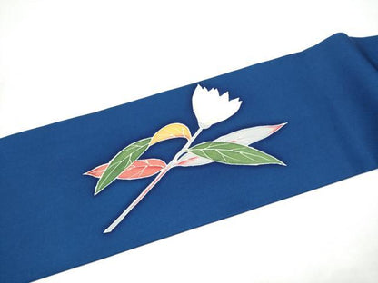 平和屋着物●本加賀友禅作家　奥田勝将　九寸名古屋帯　枝椿　正絹　逸品　CABJ8543hy