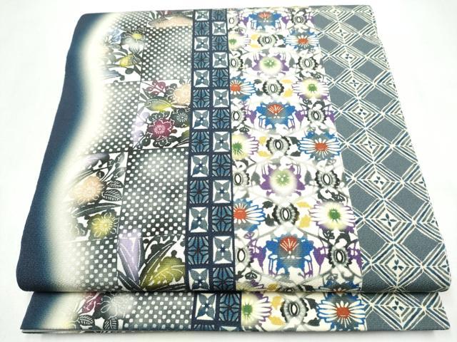 平和屋着物●全通柄袋帯　紅型染　吉祥花文　正絹　逸品　CABJ8546hy