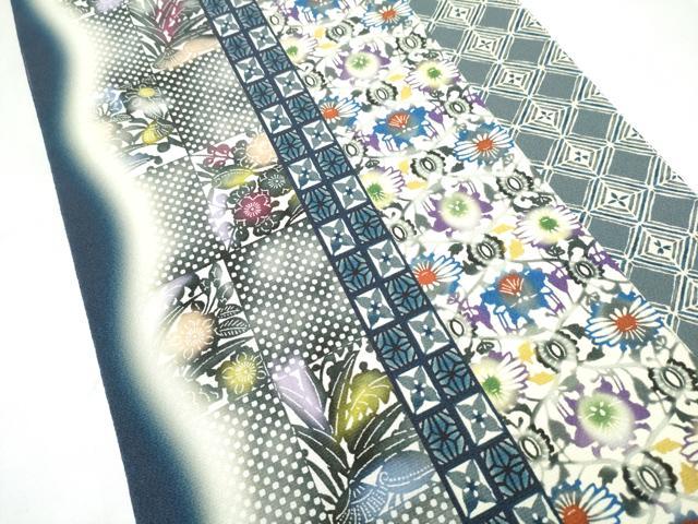 平和屋着物●全通柄袋帯　紅型染　吉祥花文　正絹　逸品　CABJ8546hy