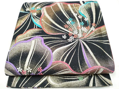 平和屋着物●六通柄袋帯　舞花文　金糸　正絹　逸品　CABJ8551hy
