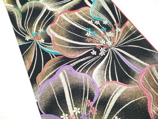 平和屋着物●六通柄袋帯　舞花文　金糸　正絹　逸品　CABJ8551hy