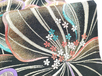 平和屋着物●六通柄袋帯　舞花文　金糸　正絹　逸品　CABJ8551hy