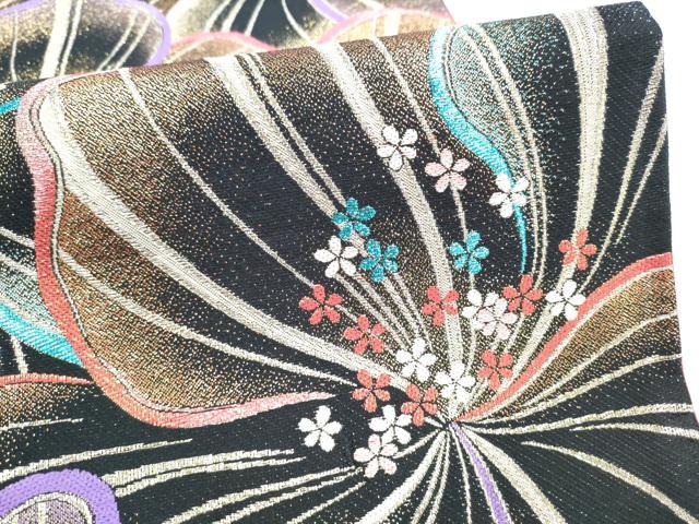 平和屋着物●六通柄袋帯　舞花文　金糸　正絹　逸品　CABJ8551hy