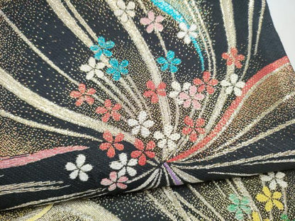 平和屋着物●六通柄袋帯　舞花文　金糸　正絹　逸品　CABJ8551hy