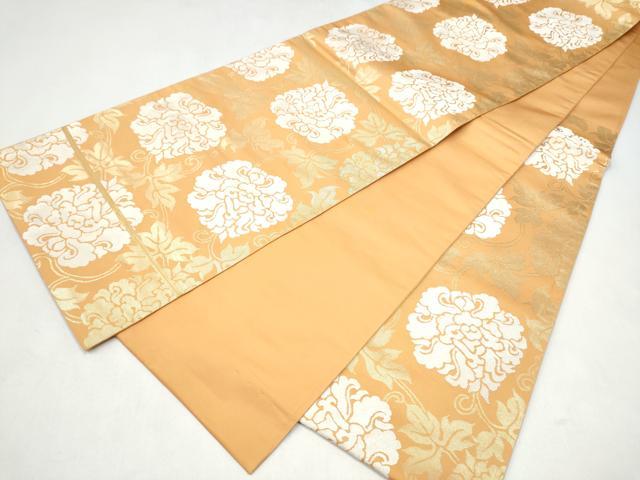 平和屋着物●六通柄袋帯　牡丹唐草文　金糸　正絹　逸品　CABJ8558hy
