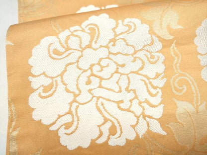 平和屋着物●六通柄袋帯　牡丹唐草文　金糸　正絹　逸品　CABJ8558hy