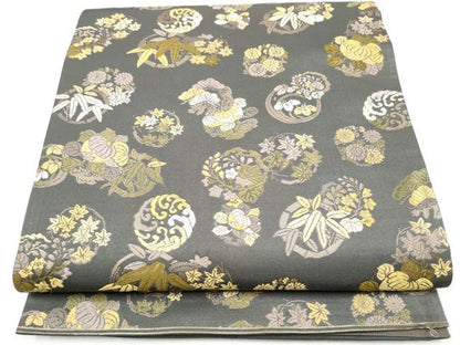 平和屋着物●六通柄袋帯　唐織　匠意花丸図　正絹　逸品　CABJ8559hy