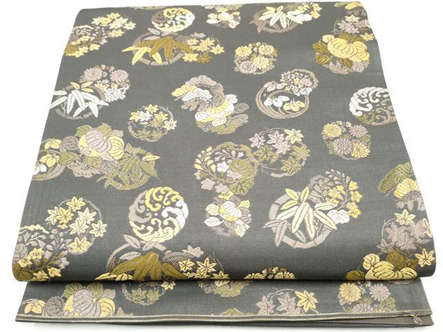 平和屋着物●六通柄袋帯　唐織　匠意花丸図　正絹　逸品　CABJ8559hy