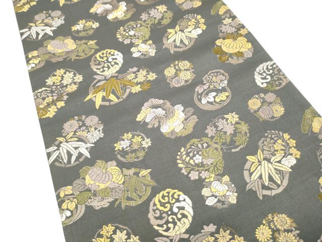 平和屋着物●六通柄袋帯　唐織　匠意花丸図　正絹　逸品　CABJ8559hy
