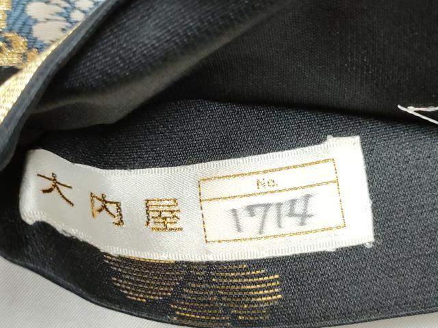 平和屋着物●両面　全通柄袋帯　唐織　草花文　黒地　金糸　正絹　逸品　CABJ8561hy