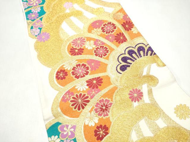 平和屋着物●六通柄袋帯　流水舞花文　金糸　正絹　逸品　CABJ8562hy