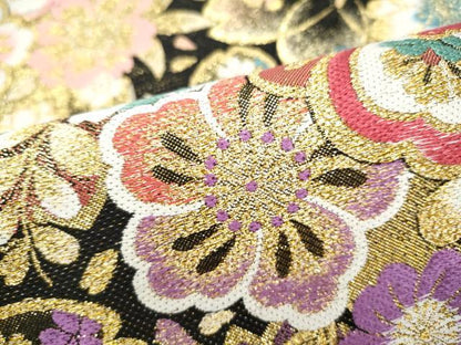 平和屋着物●六通柄袋帯　舞花文　金糸　正絹　逸品　CABJ8564hy