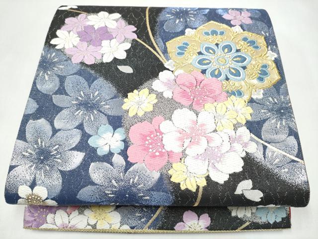 平和屋着物●六通柄袋帯　唐織　舞花丸文　金銀糸　正絹　逸品　CABJ8565hy