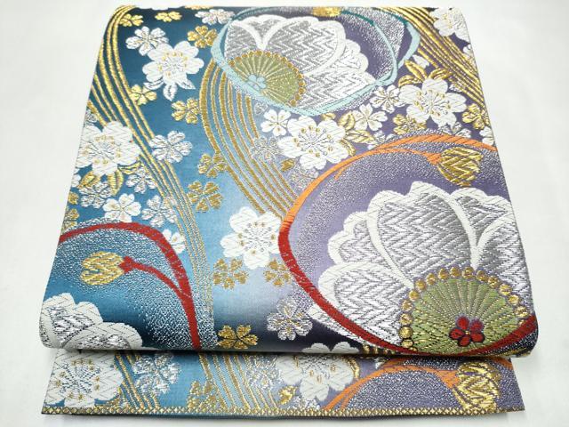 平和屋着物●六通柄袋帯　唐織　舞桜文　金銀糸　正絹　逸品　CABJ8566hy