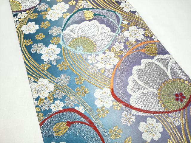 平和屋着物●六通柄袋帯　唐織　舞桜文　金銀糸　正絹　逸品　CABJ8566hy
