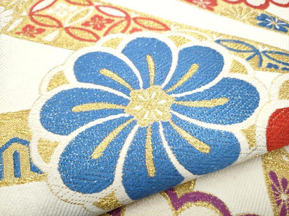 平和屋着物●六通柄袋帯　唐織　舞花文　金糸　正絹　逸品　CABJ8567hy