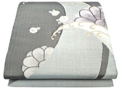 平和屋着物●太鼓柄袋帯　流水花文　金糸　正絹　逸品　CABJ8569hy
