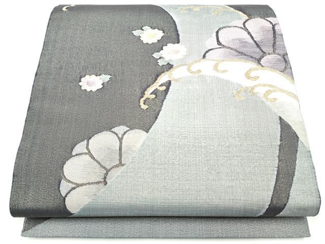 平和屋着物●太鼓柄袋帯　流水花文　金糸　正絹　逸品　CABJ8569hy