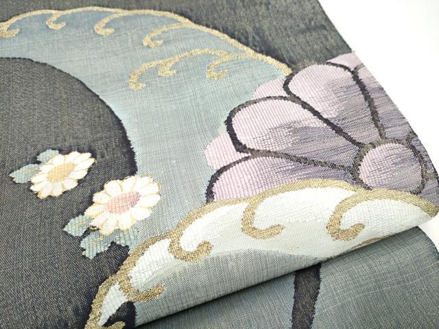 平和屋着物●太鼓柄袋帯　流水花文　金糸　正絹　逸品　CABJ8569hy