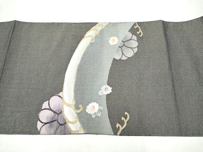平和屋着物●太鼓柄袋帯　流水花文　金糸　正絹　逸品　CABJ8569hy
