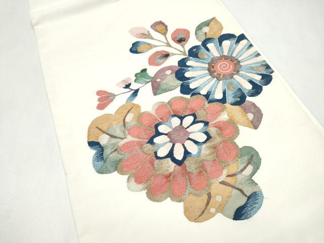 平和屋着物●太鼓柄袋帯　すくい織　舞花文　正絹　逸品　CABJ8570hy
