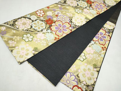平和屋着物●六通柄袋帯　舞花文　金糸　正絹　逸品　CABJ8578hy
