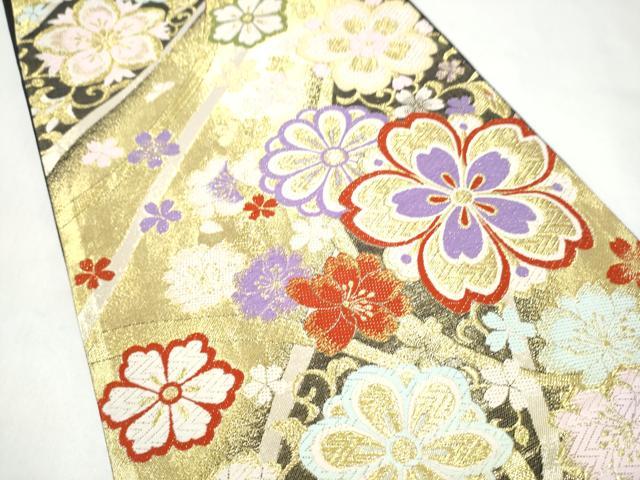 平和屋着物●六通柄袋帯　舞花文　金糸　正絹　逸品　CABJ8578hy