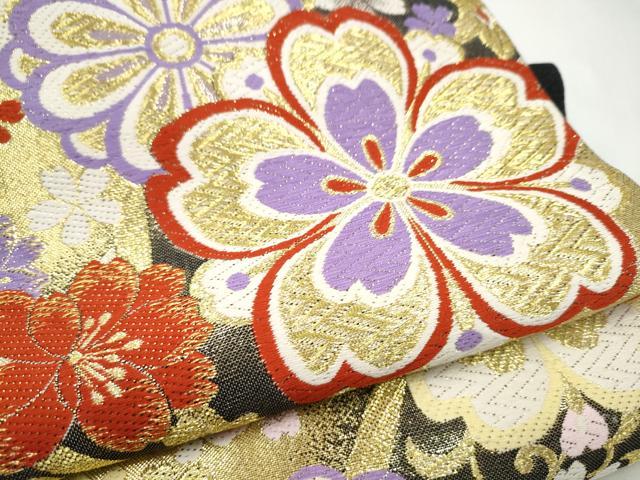 平和屋着物●六通柄袋帯　舞花文　金糸　正絹　逸品　CABJ8578hy