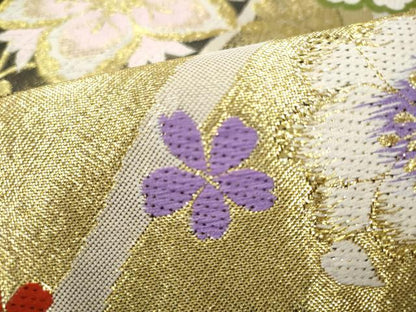 平和屋着物●六通柄袋帯　舞花文　金糸　正絹　逸品　CABJ8578hy