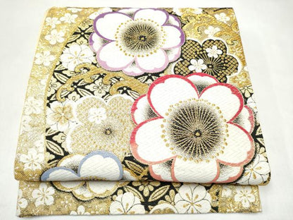 平和屋着物●六通柄袋帯　唐織　舞桜文　金糸　正絹　逸品　CABJ8581hy