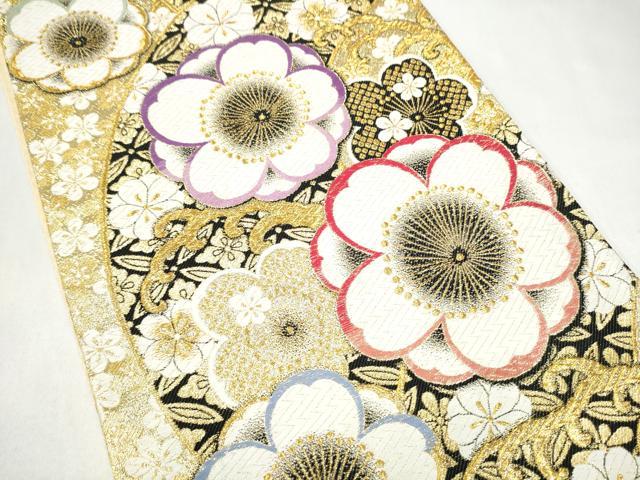 平和屋着物●六通柄袋帯　唐織　舞桜文　金糸　正絹　逸品　CABJ8581hy