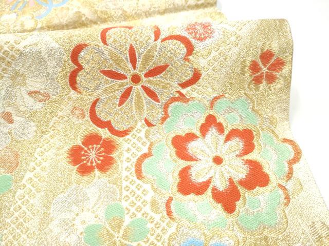 平和屋着物●六通柄袋帯　舞花文　金銀糸　正絹　逸品　CABJ8583hy
