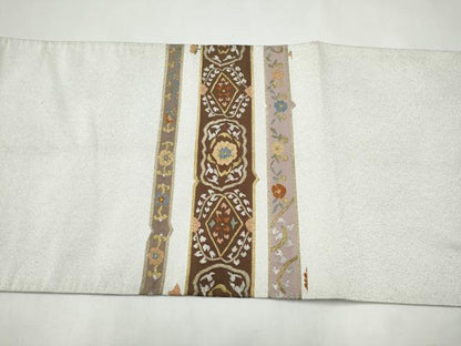 平和屋着物●爪搔き本綴れ　太鼓柄袋帯　横段花文　金銀糸　正絹　逸品　CABJ8591hy