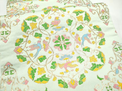 平和屋着物●龍村晋謹製　全通柄袋帯　天平瑞禽錦　金糸　正絹　逸品　CABJ8594hy