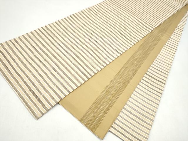 平和屋着物●インド・アッサム　野蚕糸　手織　ムガシルク　両面　全通柄袋帯　横段文　正絹　逸品　CABJ8597hy