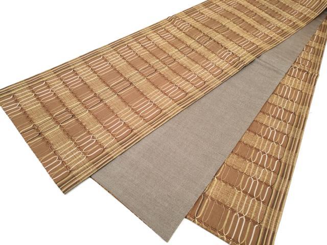 平和屋着物●全通柄袋帯　もじり織　幾何学文様　金糸　正絹　逸品　CABJ8601hy