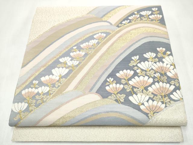 平和屋着物●爪搔き本綴れ　太鼓柄袋帯　裏菊　金銀糸　正絹　逸品　CABJ8607hy