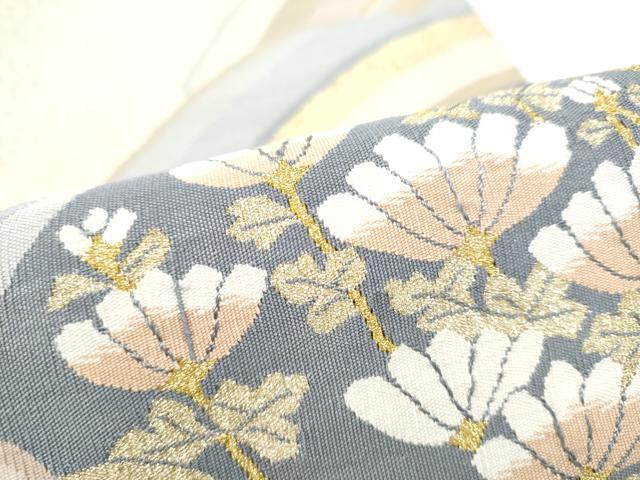 平和屋着物●爪搔き本綴れ　太鼓柄袋帯　裏菊　金銀糸　正絹　逸品　CABJ8607hy