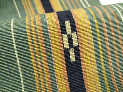 平和屋着物●沖縄県伝統工芸品　八重山ミンサー　手織り　八寸名古屋帯　幾何学間道　綿　逸品　CABJ8611hy